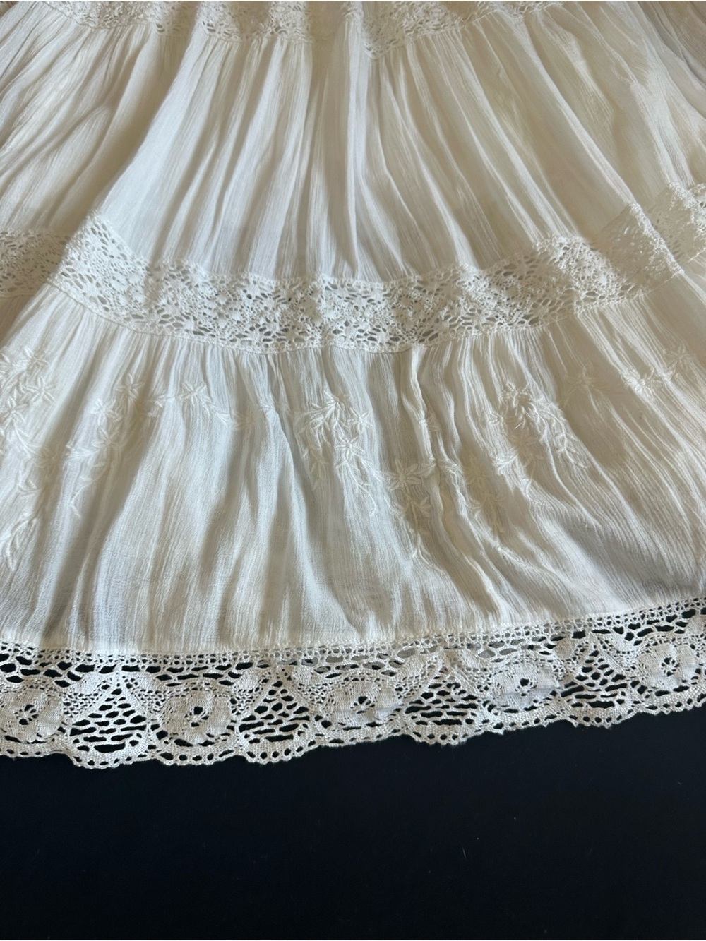 Denim & Supply Ralph Lauren White Lace-Trim tier Maxi Dress boho Large discontin - Picture 9 of 16